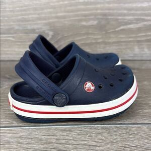Crocs Crocband Navy Blue Red White Toddler Boy Sz 5 Slip On Clogs Sandals
